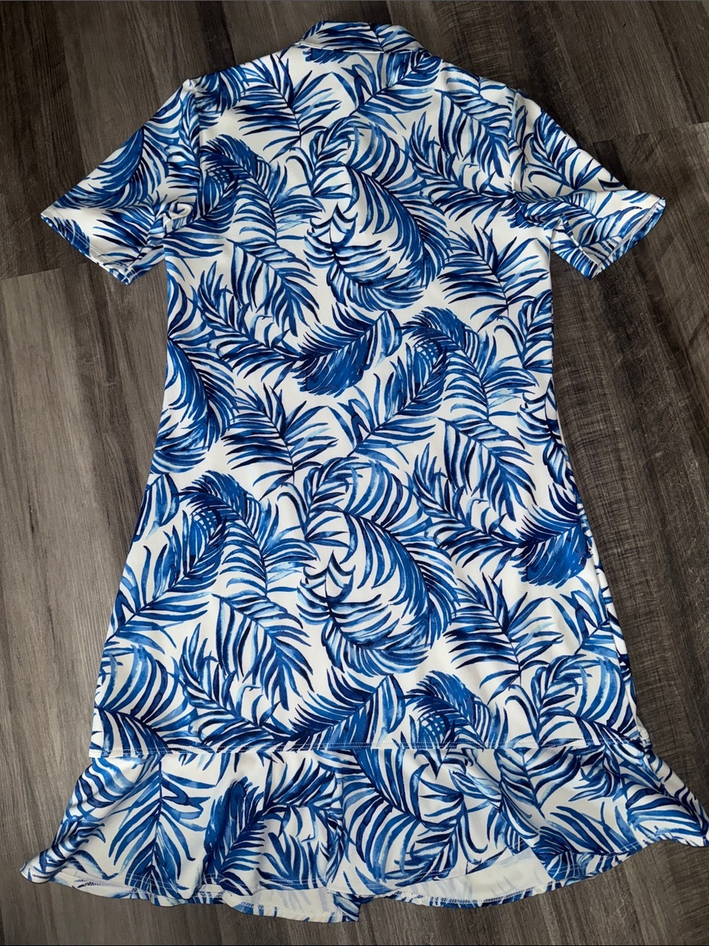 Tommy Bahama XS Women’s 1/4 Zip Golf Ruffle Polo Dress Blue White Tropical - Picture 8 of 8